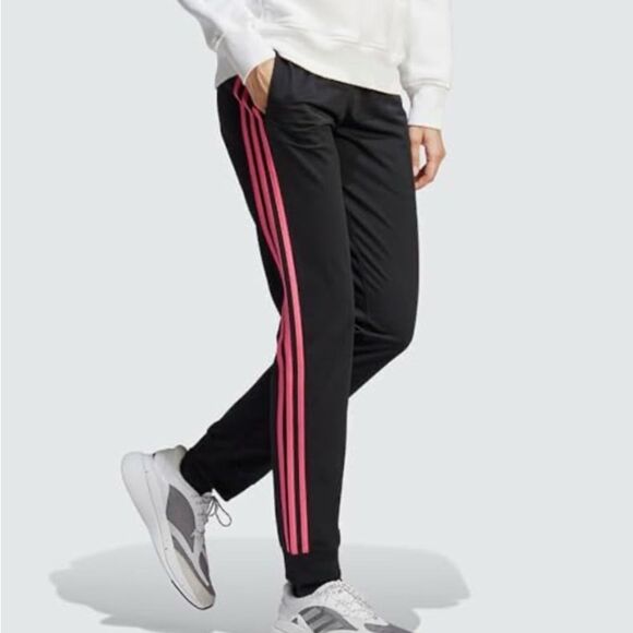 3 for $30! Adidas Womens Essentials Slim Tapered 3-Stripes Tracksuit Bottoms - Picture 2 of 5